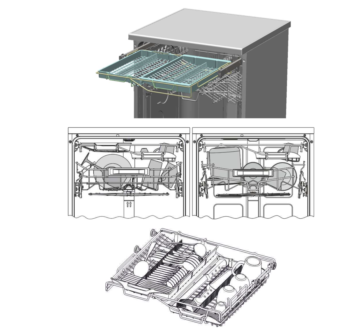 Верхняя корзина для столовых приборов FlexiDuo в посудомоечной машине Smeg