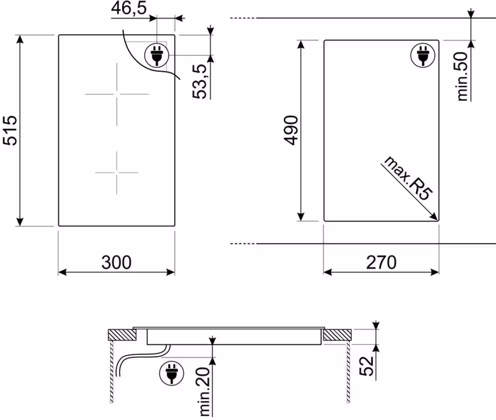 Схема встраивания Smeg SI5322B